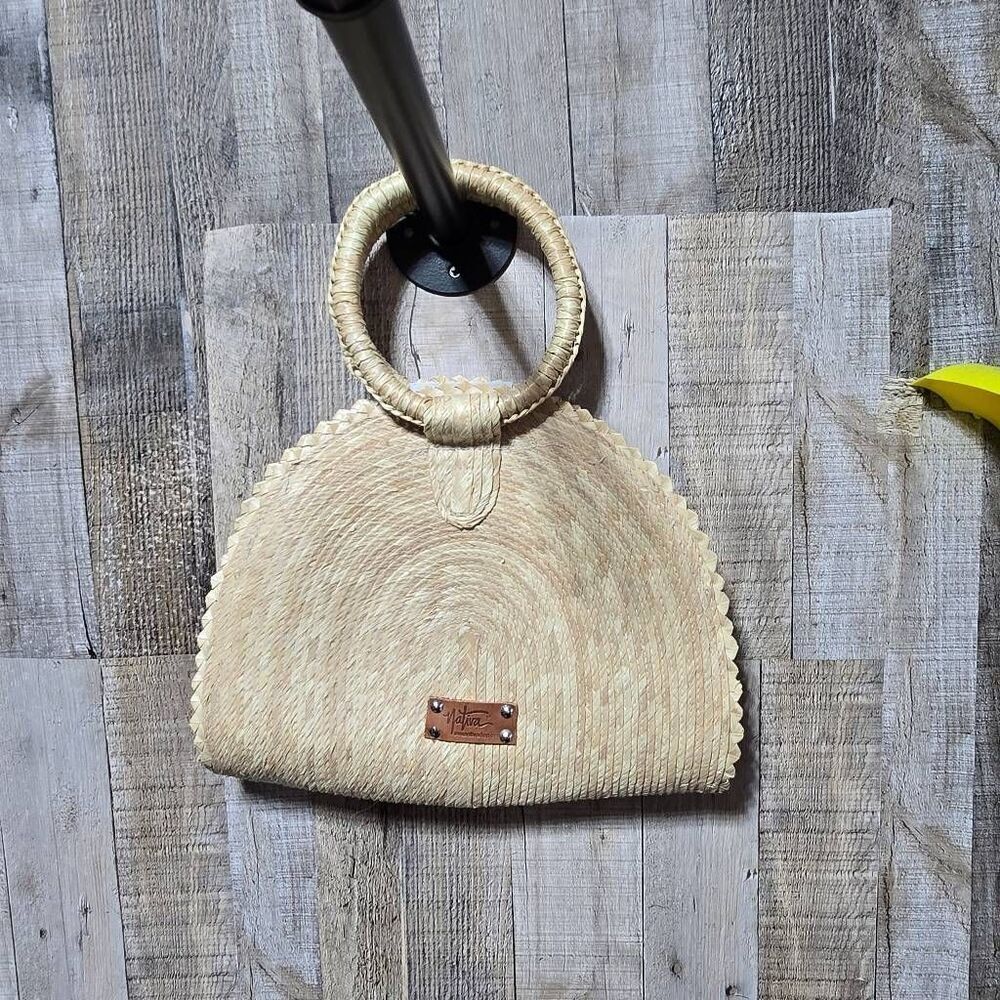 Nativa Hand Woven Palm Leaf Straw Handbag Purse NWOT Coastal Cruise Boho